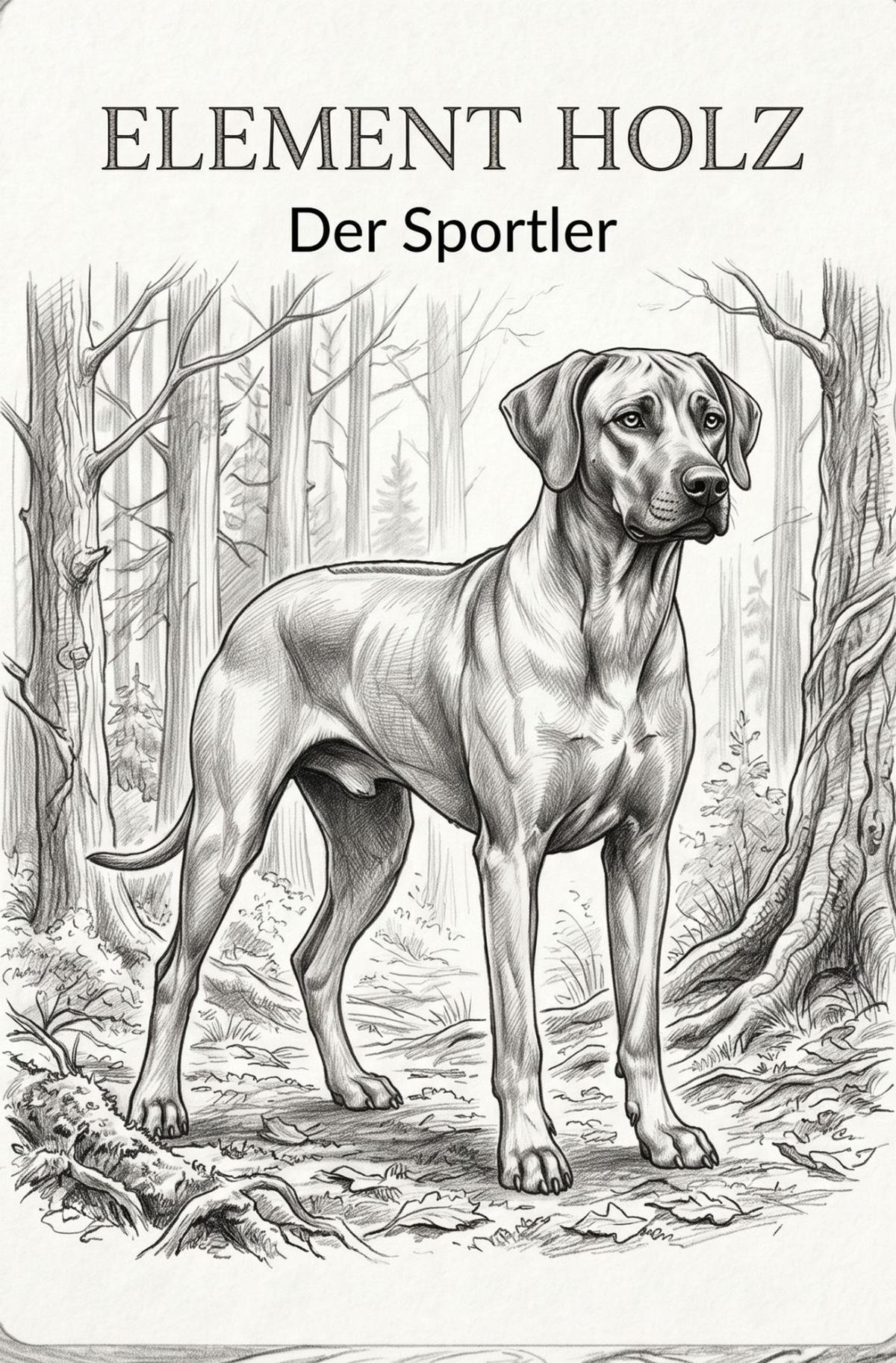 Vorderseite der Elementekarte Holz-Hund – Der Sportler