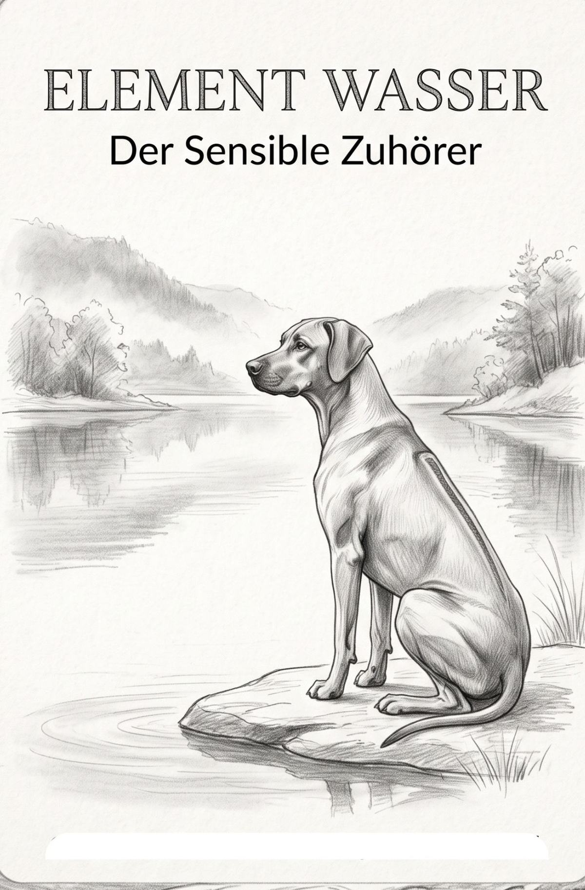 Vorderseite der Elementekarte Wasser-Hund – Der sensible Zuhörer